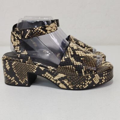Seychelles Los Angeles Leather Platform Sandals Women's Size 8.5 (Snake Print) 