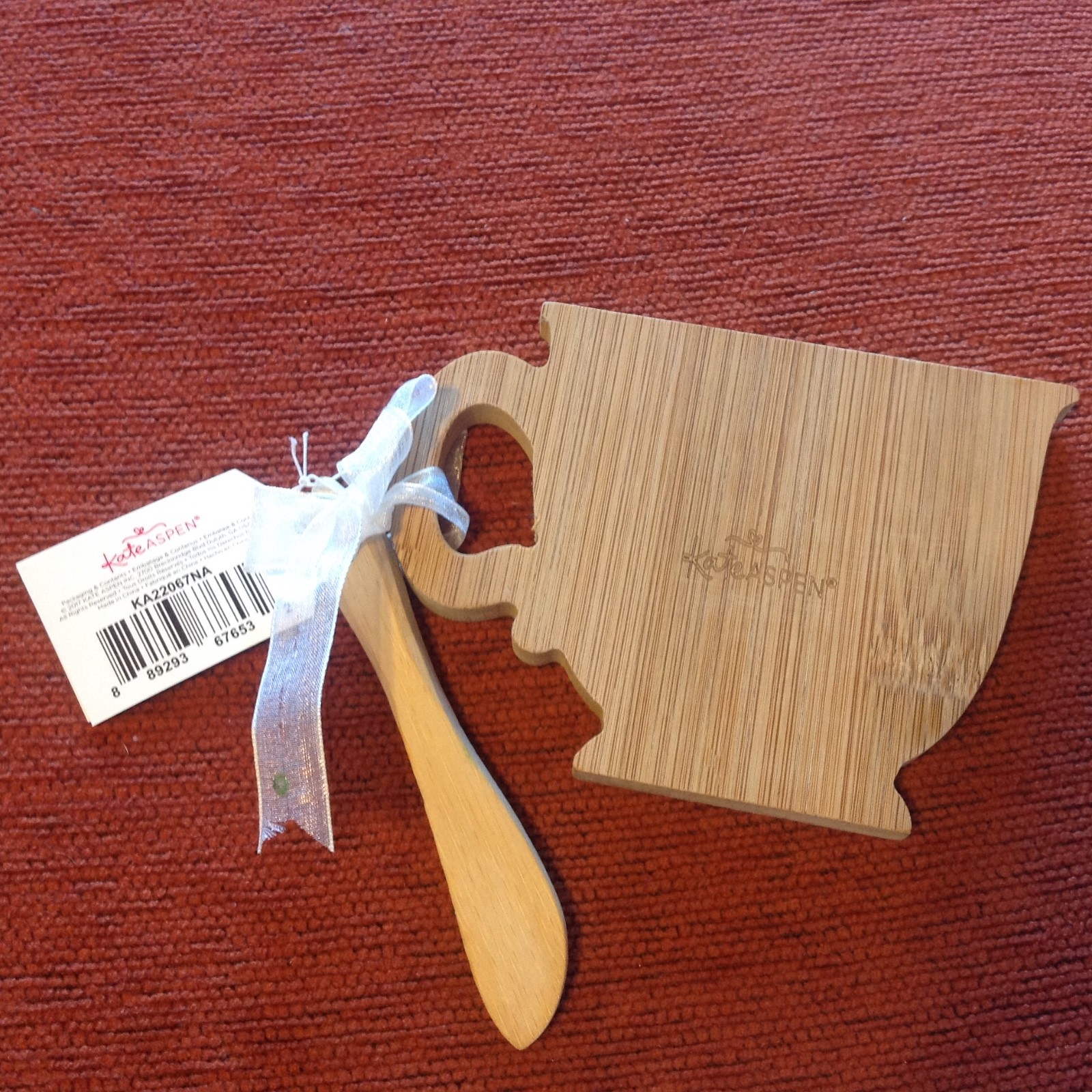 NWT Lot of 2 Kate Aspen Cup Shape Cheese Boards & Spreaders