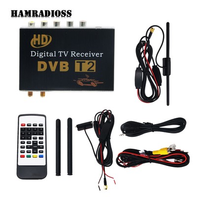 Dual Antenna DVB-T2 Digital TV Receiver Tuner HD Mobile Car TV Box USB HDMI