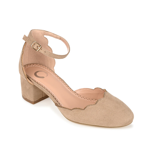 

Женские туфли-лодочки Journee Edsey из искусственной замши с зубчатым ремешком на щиколотке, серо-коричневый США 9, Бежевый