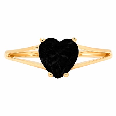 Pre-owned Pucci 1.50 Ct Heart Split Shank Statement Natural Onyx Ring Solid 14k Yellow Gold In D