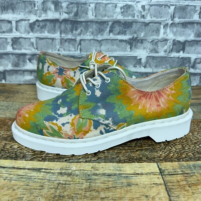 Dr. Martens Vegan Lester Mtd Floral Multicolor Canvas Oxfords Womens Size 9 New