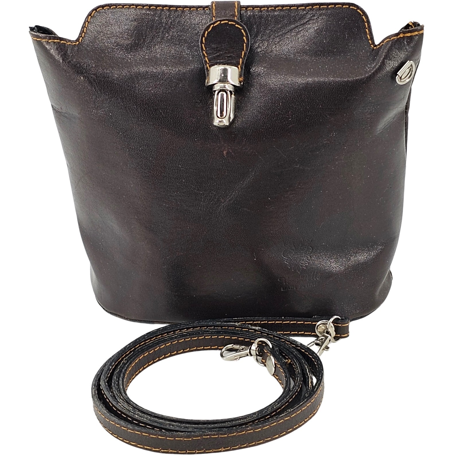 Vintage Vera Pelle Made in Italy Smooth Brown Leather Small
