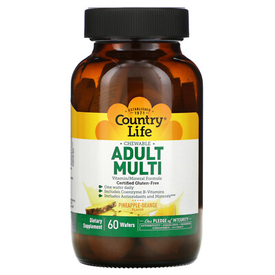 Chewable Adult Multi, Ананас и апельсин, 60 вафель