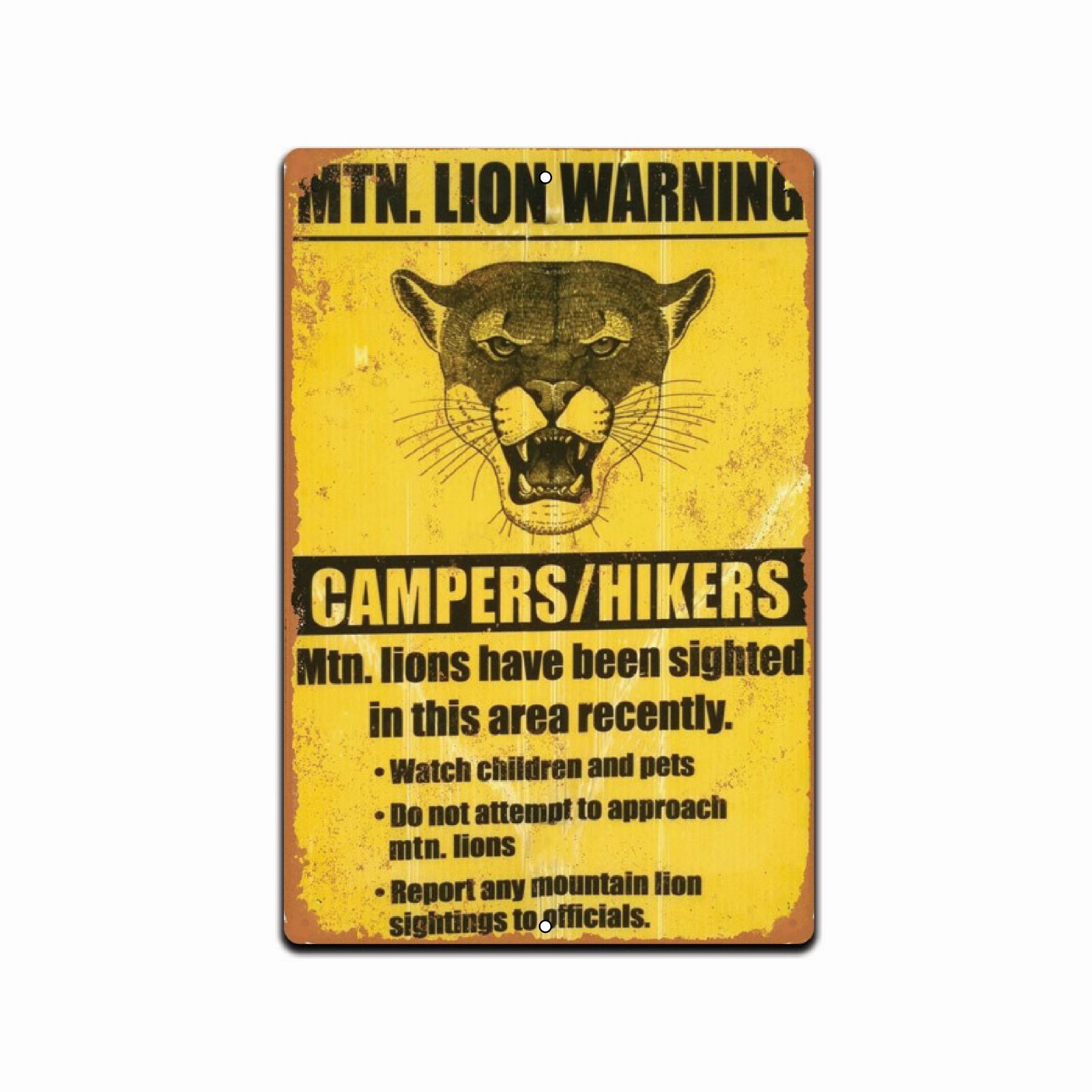Metal Mountain Lion Warning Beware Caution Wall Sign Outdoor Hunting Cabin Decor Metal Mountain Lion Warning Beware Caution Wall Sign Outdoor Hunting Cabin Decor