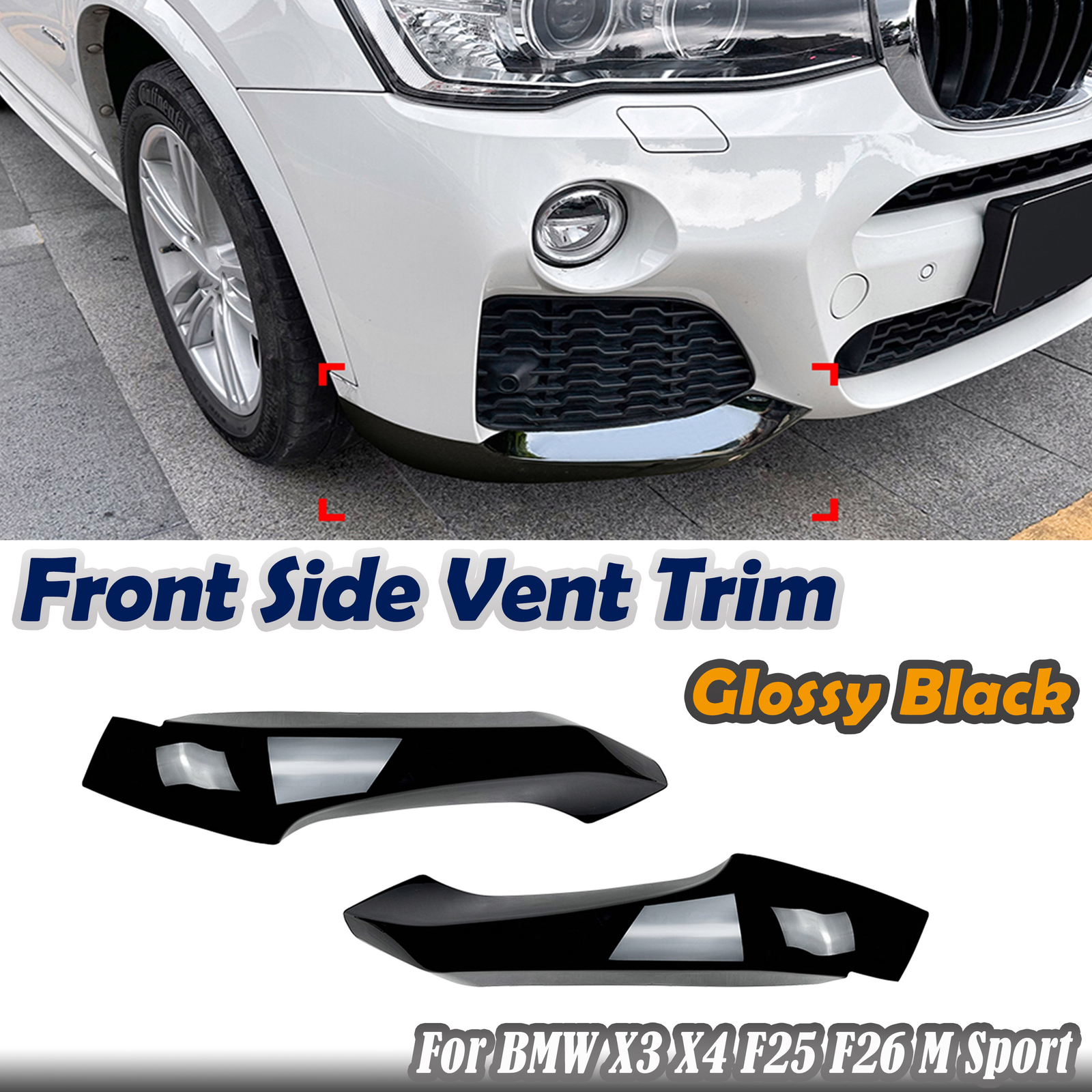 2014-2017 BMW X3 X4 F25 F26 M Sport Front Bumper Side Vent Lip