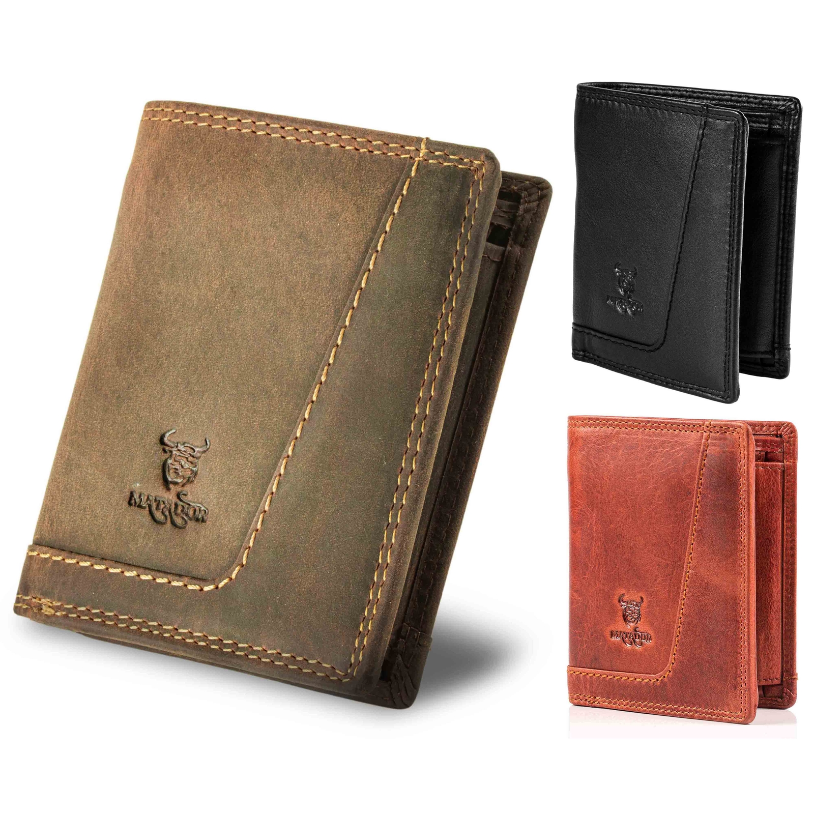 MATADOR LUGO Echt Leder Herren Geldbörse Portemonnaie Brieftasche RFID TüV