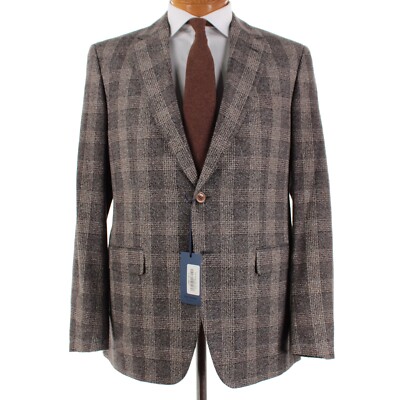 Sant'Andrea NWT Wool Blend Sport Coat Size 54L (44L US) In Brown & Gray Plaid