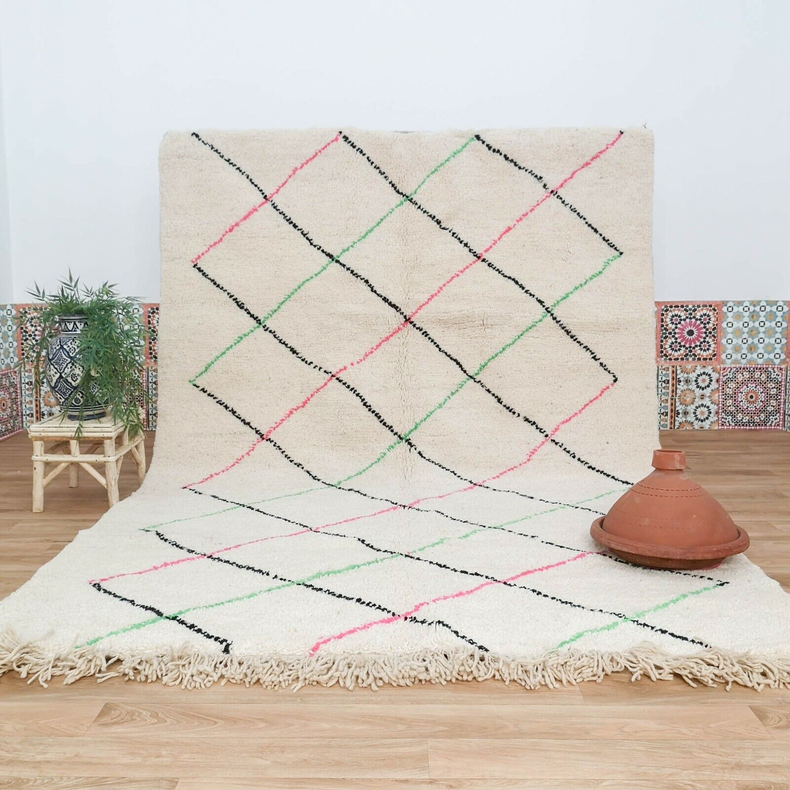 Moroccan Beniourain Rug, Authentic Tribal Rug, Berber Shag Carpet, Wool Rug
