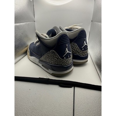 Jordan 3 Retro Midnight Navy Georgetown GS Sneakers 398614 Mens 6.5Y Navy Grey