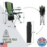 Homcosan Portable Camping Chair Folding Quad Outdoor Large Heavy Duty Support 330 lbs Thicken 600D Oxford with Padded Armrests, Storage Bag, Beverage Holder, Carry Bag for Outside(Green)