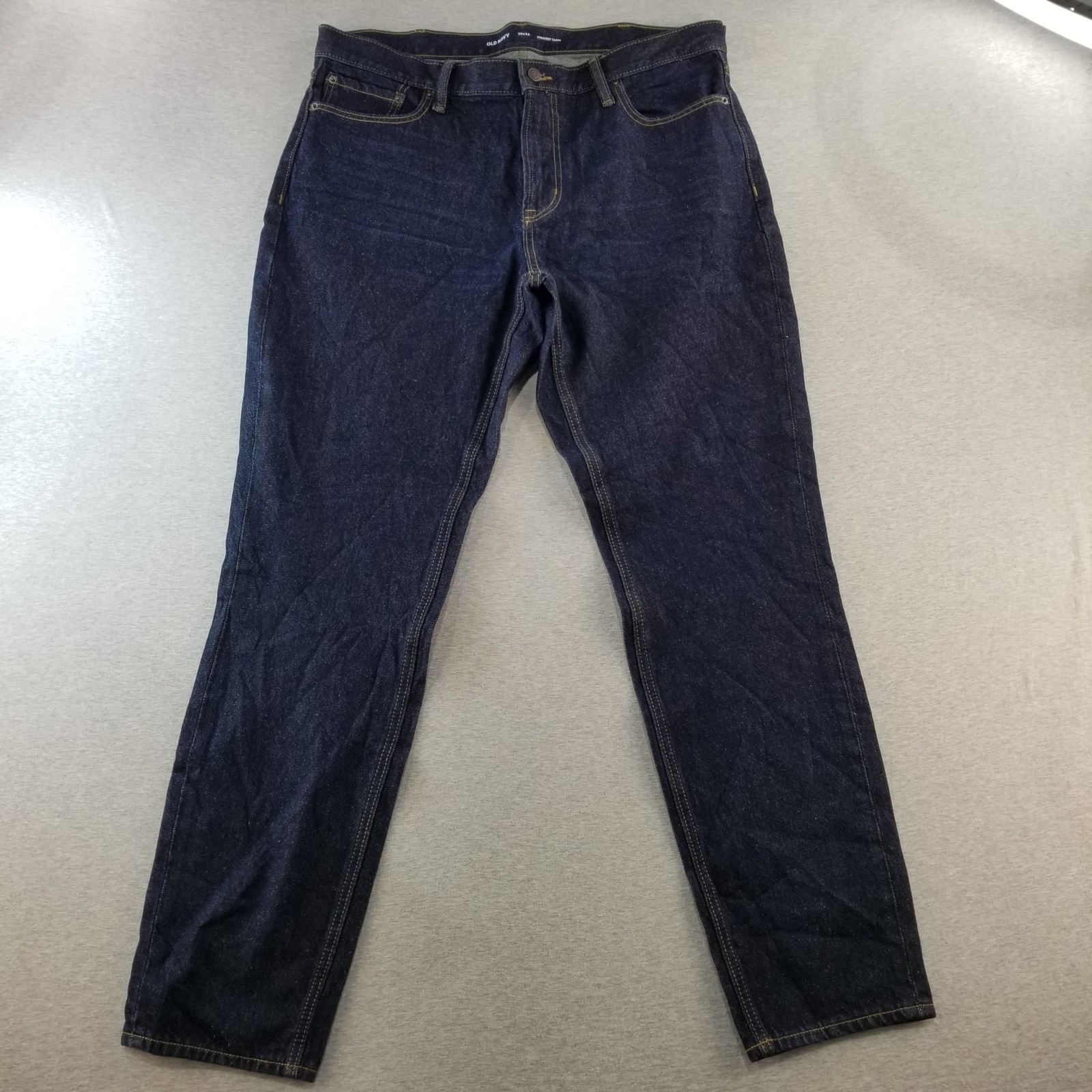 Old Navy Jeans Men's Sz 38X34 Dark Blue Wash Strait Fit Taper 100% Cotton VTG
