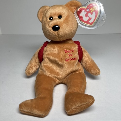 TY Beanie Babies BOOKS The Bear Red Backpack Back To School Teddy With Tags