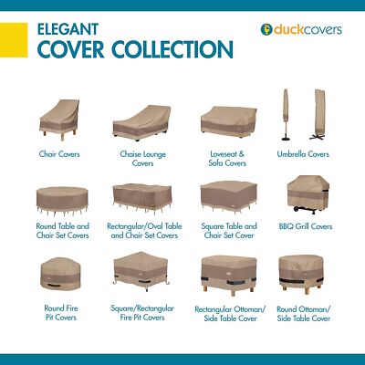 Duck Covers Elegant Water-Resistant 90 Inch Round Patio Table & Chair Set Cov...
