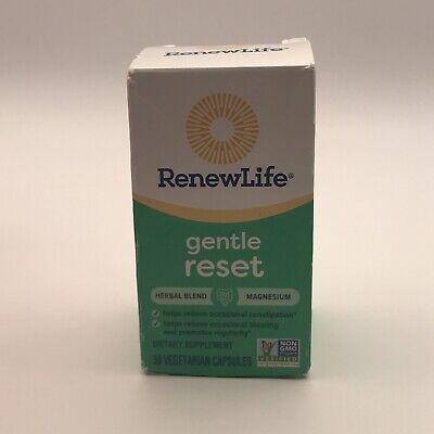 Renew Life Womens Wellness Gentle Reset Herbal Blend & Magnesium 30Ct Exp 2/25 +
