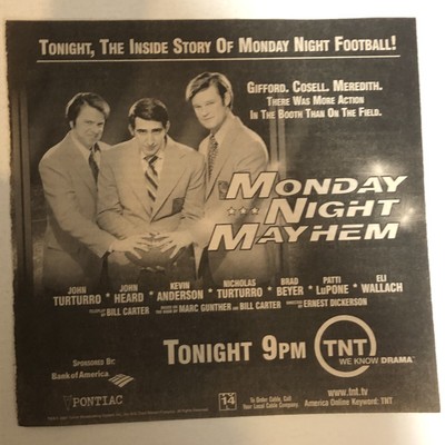 Monday Night Mayhem Tv Guide Vintage Print Ad John Turturro John Heard Tpa12