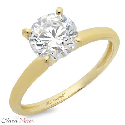 Pre-owned Pucci 1.50ct Round Synthetic Moissanite Wedding Bridal Promise Ring 14k Yellow Gold In White/colorless