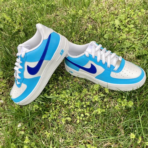 Pre-owned Nike Air Force 1 Custom Shoes Low Two Tone Blue Light Dark Men Women Kids Sizes