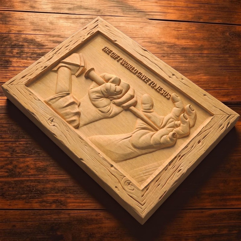 Jesus Christ - The Gift World Gave to Jesus Wood Carved Handmade Christian Icon