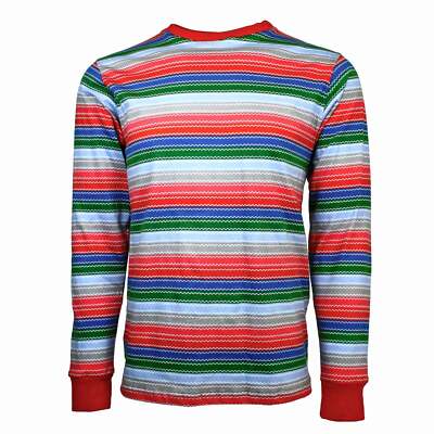 Adult Mens Rainbow Horror Striped Good Buddy Halloween Costume Long Sleeve Shirt