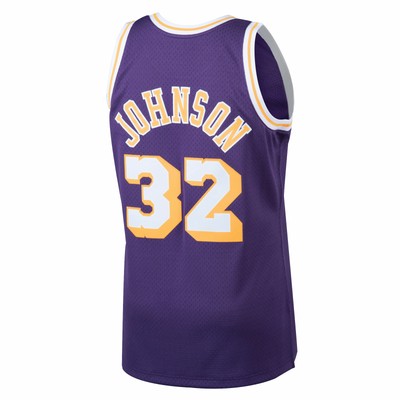 MITCHELL AND NESS MENS LOS ANGELES LAKERS MITCHELL & NESS MAGIC JOHNSON ALTERNATE SWINGMAN JERSEY