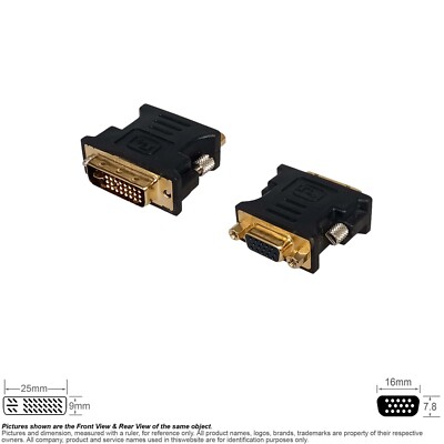 Adapter Video DVI 24 +5 29 Pin DVI-I Male VGA D-Sub HD 15 Pin HD15 Female
