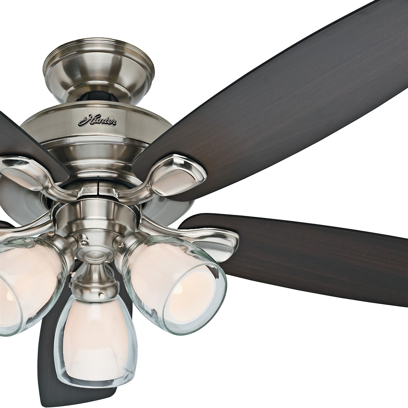 Or Angled Mount Std Hunter Fan 52 Inch Brushed Nickel Ceiling Fan