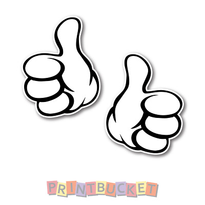 Thumbs Up sticker twin pack 130mm quality water and fade proof vinyl 