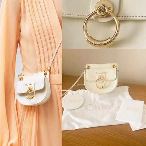 Chloé Bag Mini Tess Handbag Cream Leather Crossbody Flat Chloé Bag Mini Tess Handbag Cream Leather Crossbody Flat