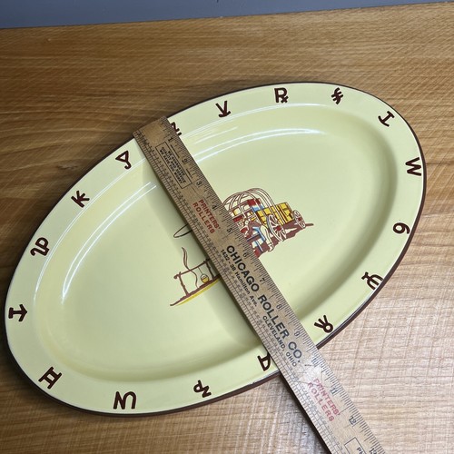 Monterrey Western Ware Oval Enamel Serving Platter Metal Tray Cloud Wagon Plate
