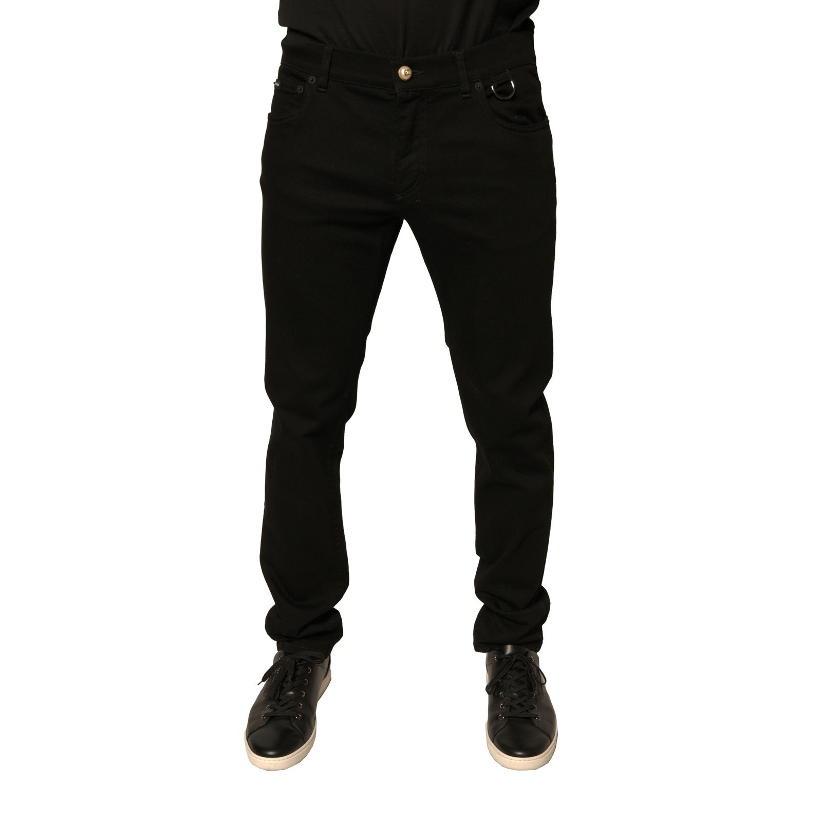 DOLCE & GABBANA Jeans Black Logo Cotton Stretch Skinny Denim