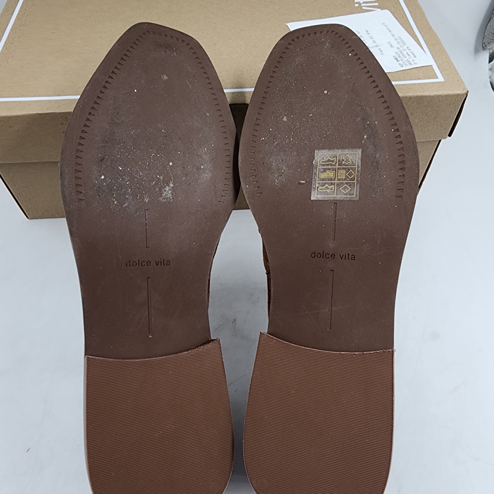 Dolce Vita Sallie Suede Chain Bit Loafers Women's 7.5 Brown Round Toe Slip On - Picture 5 of 18