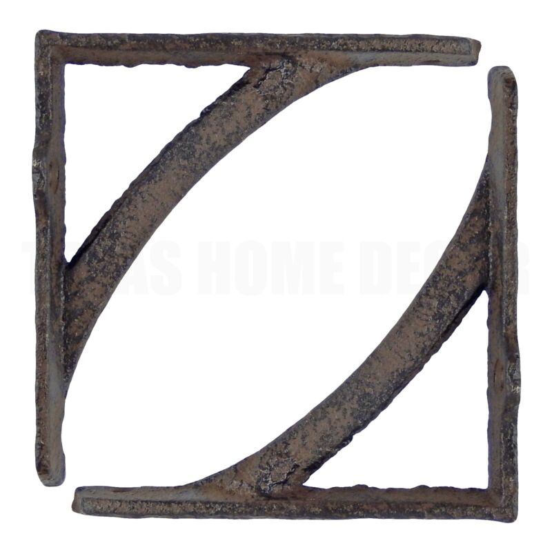 2 Small Simple Cast Iron Shelf Brackets Rustic Antique Style Corner Braces 3.75"