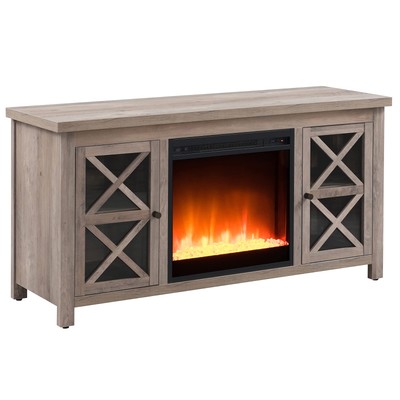With Crystal Fireplace For Tv's Up To 55" In Gray Oak, E...
