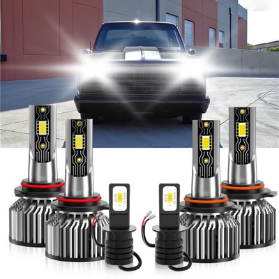 For GMC R3500 1988-1991 9005+9006+H3 LED Headlight Bulbs Fog light 6500K kit