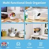 Marbrasse Desk Organizer, 360-Degree Rotating Pen Holder, Desk Organizers and Accessories with 5 Compartments Pencil Holder, Art Supply Storage Box Caddy for Office, Home（White）