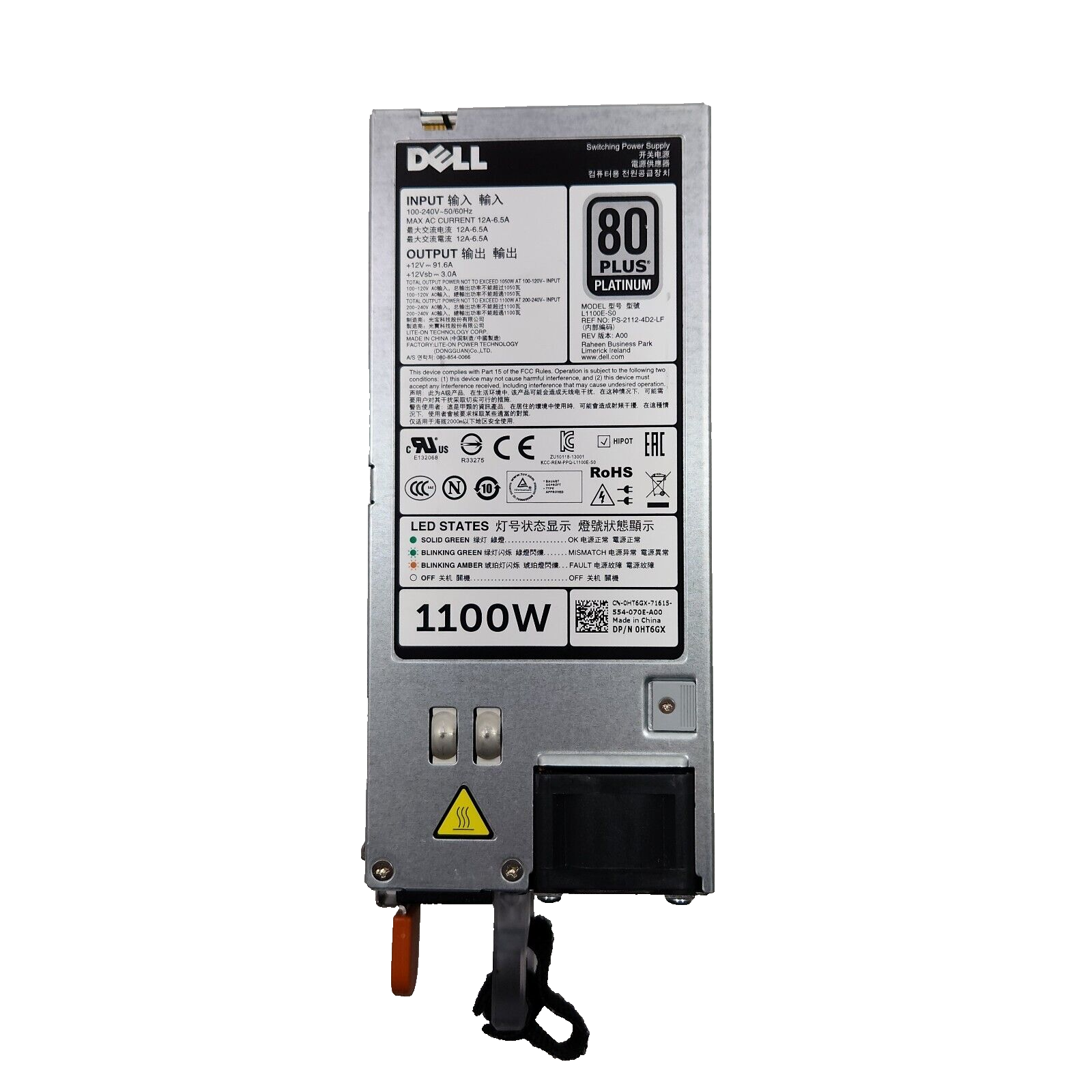 Dell Power Supply Netzteil 1100W L1100E-S0 80 Plus Platinum Dell Power Supply Netzteil 1100W L1100E-S0 80 Plus Platinum