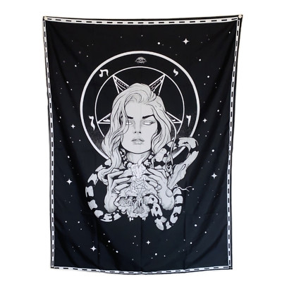 Witch Skull Snake Tapestry Wall Hanging Witchy Decor Spiritual Wiccan Gothic Art