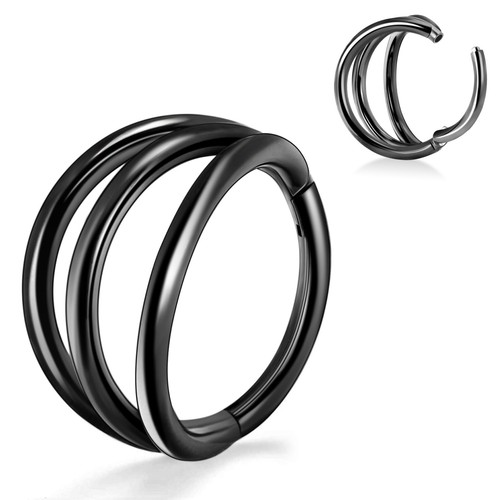 16G Triple/Double Hoop Nose Ring Surgical Steel Septum Clicker Tragus Piercing