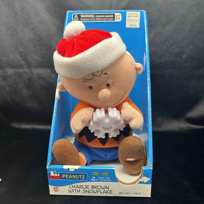 Gemmy 2007 Peanuts Charlie Brown With Snowflake Plush Musical *Video