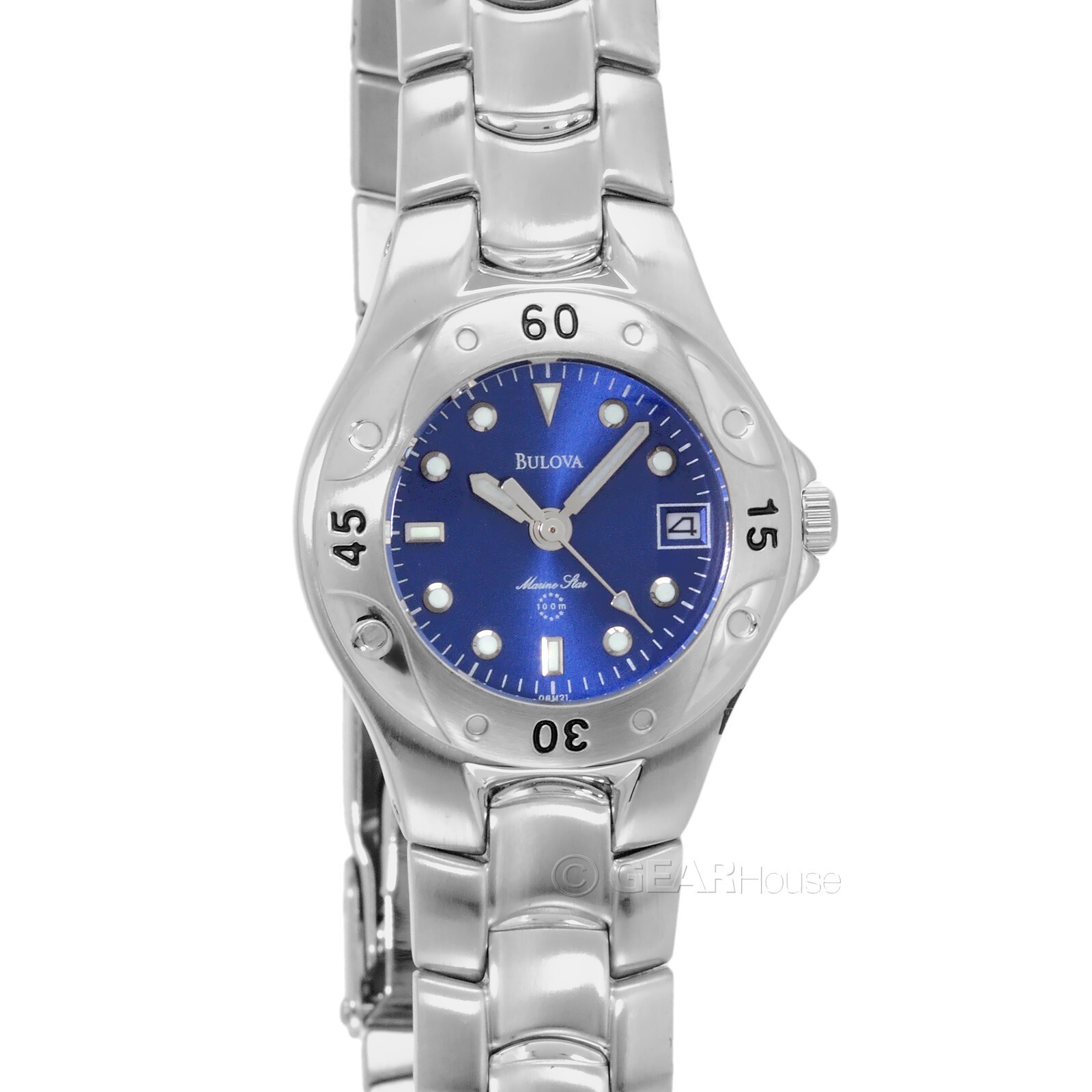 Женские часы BULOVA Marine Star, синий циферблат, серебристый ремешок из матовой нержавеющей стали