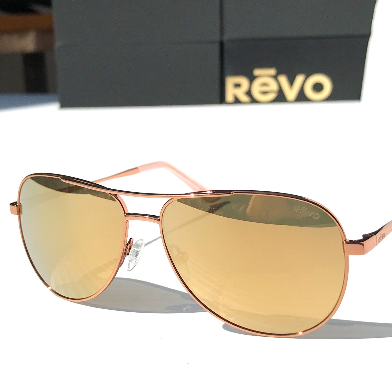 NEW REVO RELAY Petite Rose Gold POLARIZED Champagne Lens Sunglass