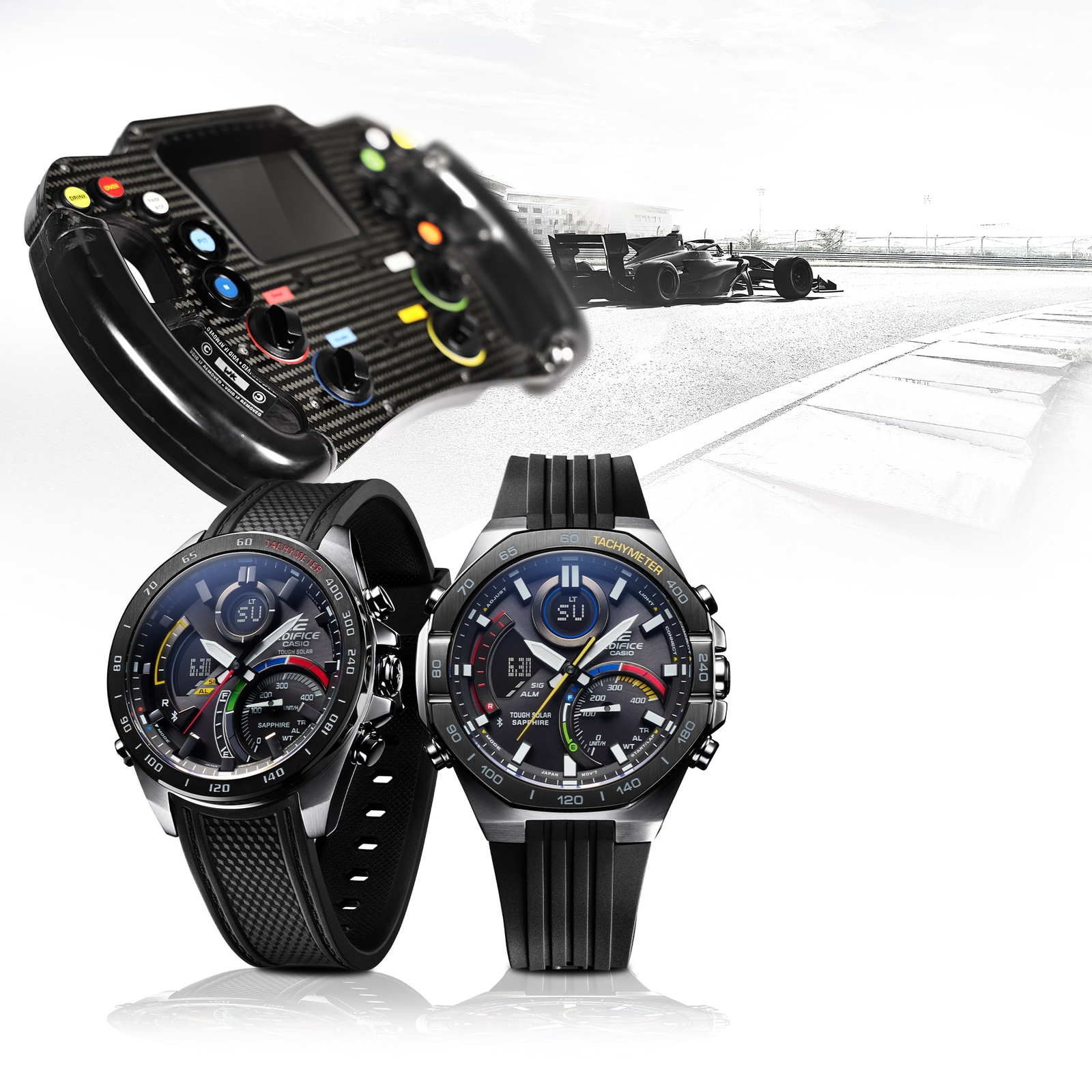 Pre-owned Casio Edifice Ecb-900ymp-1ajf Racing Multi-color Series Bluetooth Solar Watch