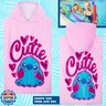 Disney Stitch Bath Towel with Hood for Kids Teenagers Absorbent Cozy Poncho Hooded Beach Towel Wrap for Beach Pool Swimming Bath Vacation Essentials (Pink Stitch, 10-13 Years)