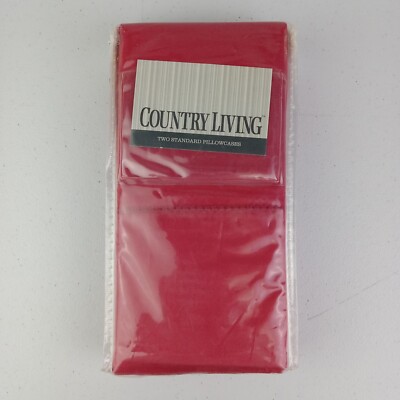 Country Living Standard Pillowcases Sateen 600 Thread Count Red Cotton Pair