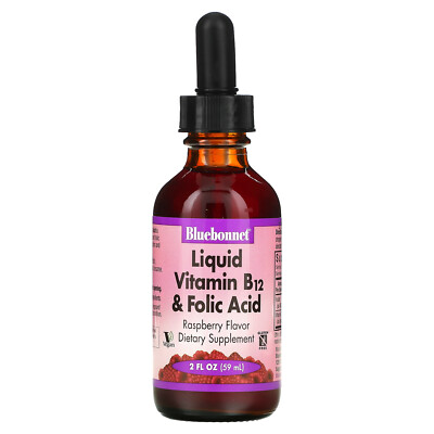 Liquid Vitamin B-12 & Folic Acid, Raspberry , 2 fl oz (59 ml)