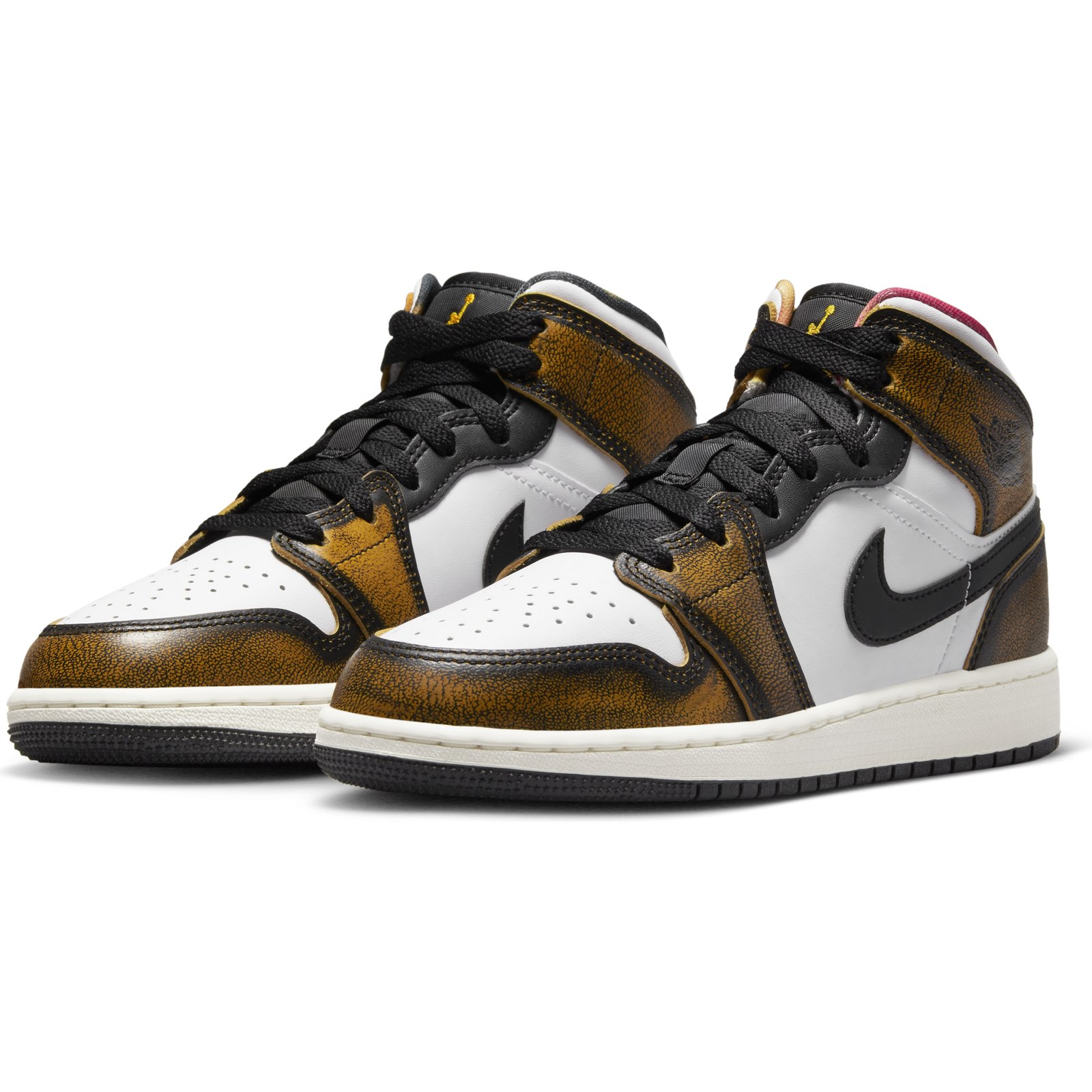 Nike Air Jordan 1 Mid SE GS Wear-Away, черные паруса-такси DQ8418-071, 5,5 лет = 7 для женщин