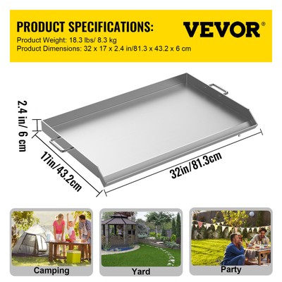 VEVOR Flat Top Griddle Gas Grill Solid Flat Top Grill Stove 32" x 17"