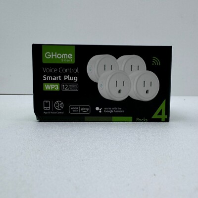 GHome Smart Mini Plug Wi-Fi Outlet Socket Alexa Google Home 4 Pack White - New