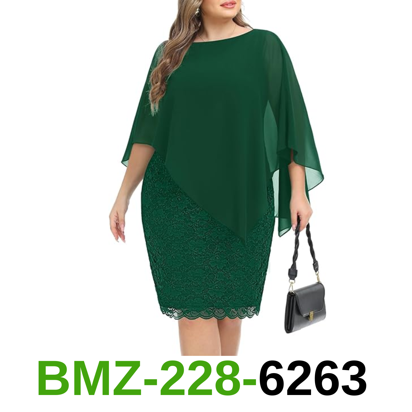 Green Plus Size Dress Holiday Mother of The Bride Grandmother Formal Dark, 22W